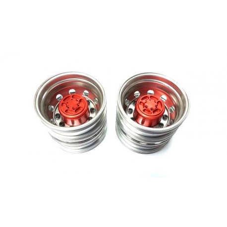 Semi Truck Alum. Rear Wheels Red (pair)