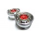 Reality Truck Alum. Wide Chrome Wheels Red Center w/chrome nut (pair)