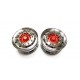 Reality Truck Alum. Wide Chrome Wheels Red Center w/chrome nut (pair)