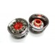 Reality Truck Alum. Wide Chrome Wheels Red Center w/chrome nut (pair)