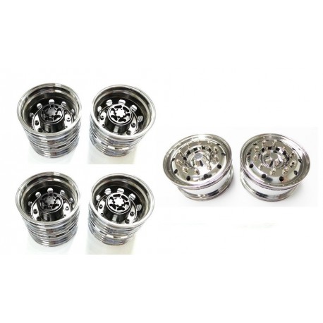 Rigidrc 6x2W Alum Chrome Wheels Set for Tamiya 1/14 Truck