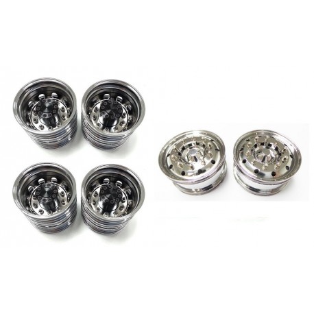 Rigidrc 6x2W LH Alum Chrome Wheels Set for Tamiya 1/14 Truck