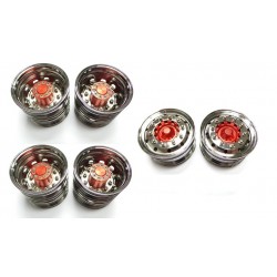 Rigidrc 6x2W LH Red Alum Chrome Wheels Set for Tamiya 1/14 Truck