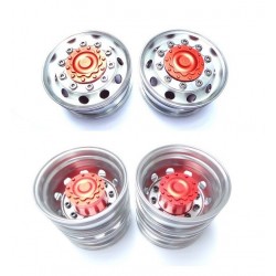 STT 4x2 Wide Alum Wheels Set Red for Tamiya 1/14 Truck