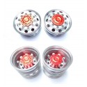 STT 4x2 Wide Alum Wheels Set Red for Tamiya 1/14 Truck