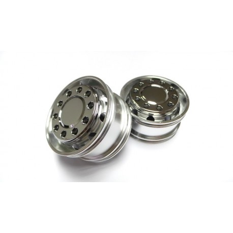 Alum. CNC Truck Alum. Wide Wheels (pair) w/Chrome Wheel Cap for 1/14 Tamiya Truck