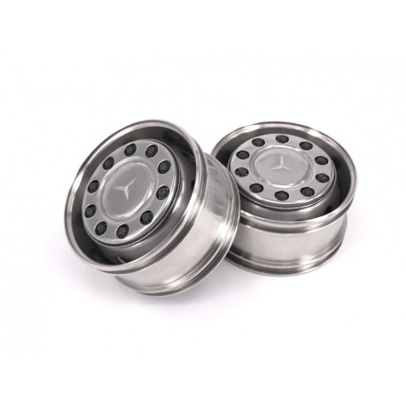 Stainless Steel Mercedes-Benz Front Wide Wheels for Tamiya 1/14 Truck