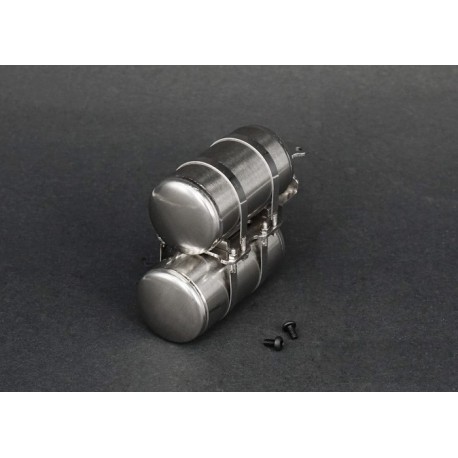 Stainless Steel Double Cylinder for Tamiya 1/14 Mercedes-Benz AROCS 3348 6x4 Tipper Truck