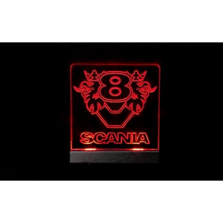 Interior Logo Board w/LED for Tamiya 1/14 Scania V8 Red