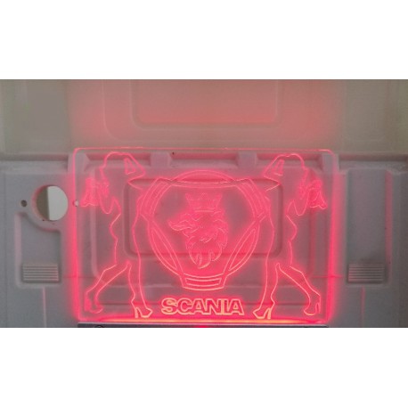 Interior Scania Logo Board w/LED 90x70mm for Tamiya 1/14 Scania Red