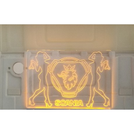 Interior Scania Logo Board w/LED 90x70mm for Tamiya 1/14 Scania Yellow
