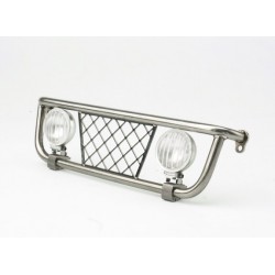 Stainless Steel Front Grill Light Bar Set Two Round Light for Tamiya 1/14 Scania R470 / R620