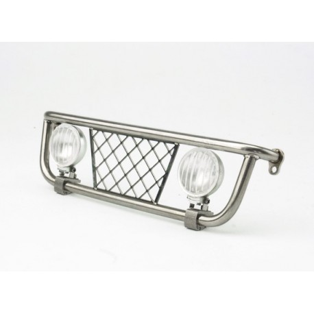 Stainless Steel Front Grill Light Bar Set Two Round Light for Tamiya 1/14 Scania R470 / R620