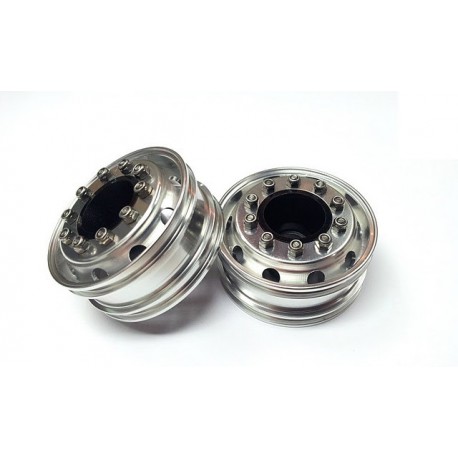 Semi Truck Alum. Front Wheels Silver (pair)