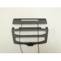 Stainless Steel Front Grille w/Light (3V) Black Version for Tamiya 1/14 Volvo FH16 Globetrotter 750