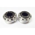 Semi Truck Alum. Front Wheels Silver w/black cover (pair)