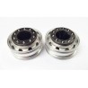 Semi Truck Alum. Front Wheels Silver w/black cover (pair)