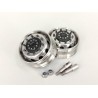 Stainless Steel Front Wheels w/Black Wheel Cap for Tamiya 1/14 Truck