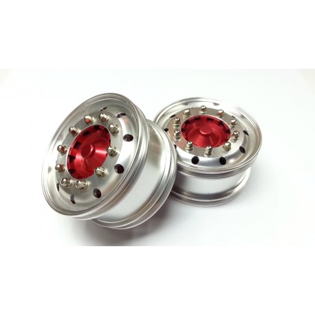 Reality Truck Alum. Wide Wheels w/red center/chrome nut (pair)