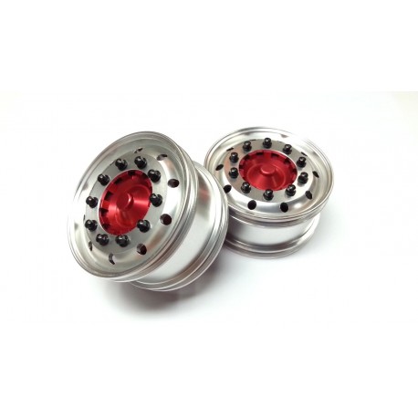 Reality Truck Alum. Wide Wheels w/red center/black nut (pair)